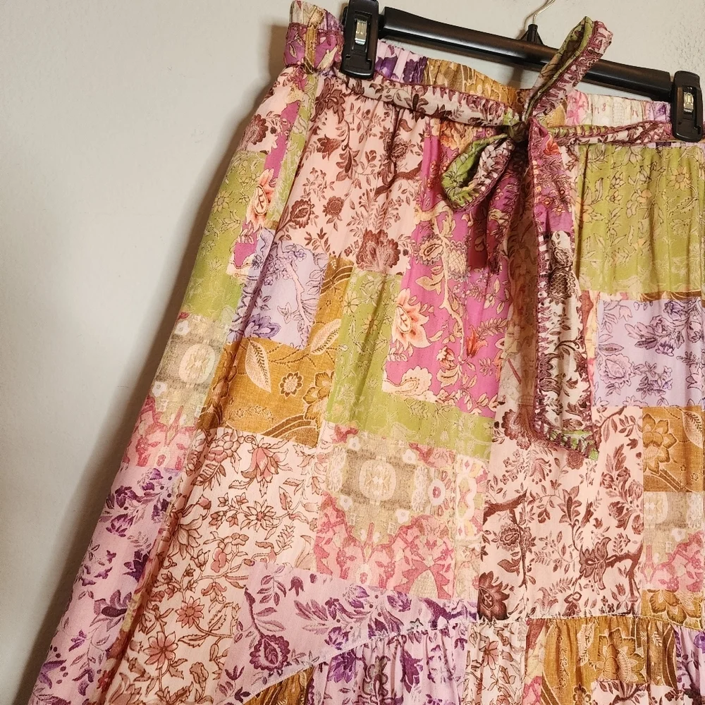 Johnny Was River Tiered Maxi Skirt Pull On Belted Silk Cotton Size XL - Picture 3 of 13